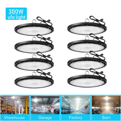 8 Pack 300W UFO Led High Bay Light Commercial Industrial Warehouse Factory Light