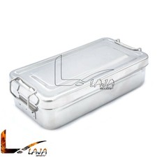 Stainless Steel Surgical Tray Dental Dish Lab Instrument Tool with Lid 8"x4"x2"