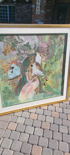 Original Artwork by ZHOU LING  Titled "REUNION"  40x40.    NOT A SERIGRAPH