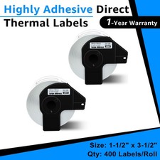 2Rolls Large Paper Address Labels DK-1208 for Brother QL Printer 1-1/2"x3-1/2"