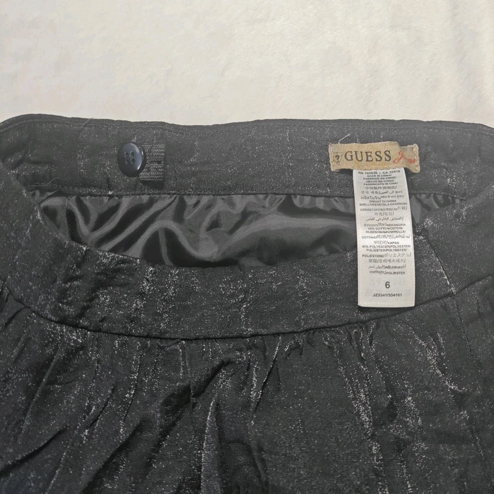 Minifalda Guess Talla 6 Niñas Niños Negra Dorada Brillante Metálica Logo Plisada Forrada Foto 4 de 4
