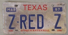 Texas Vanity License Plate