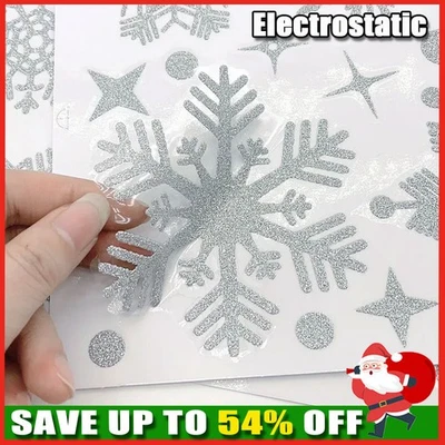 80X Glitter Reusable Christmas Window Snowflake Stickers PVC Electrostatic Decal