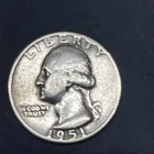 Washington Silver Quarter US 25C - 90% Silver 1951D