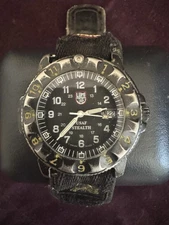 Vintage Luminox F-117 Nighthawk GMT 44mm Black USAF Stealth Works Great