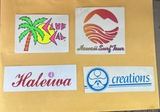 80’s Vintage Surf Sticker Neon Hawaii 4pc Lot HIC 