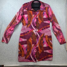 PrettyLittleThing Pink Abstract Mesh Button Down Mini Dress Womens Size 14