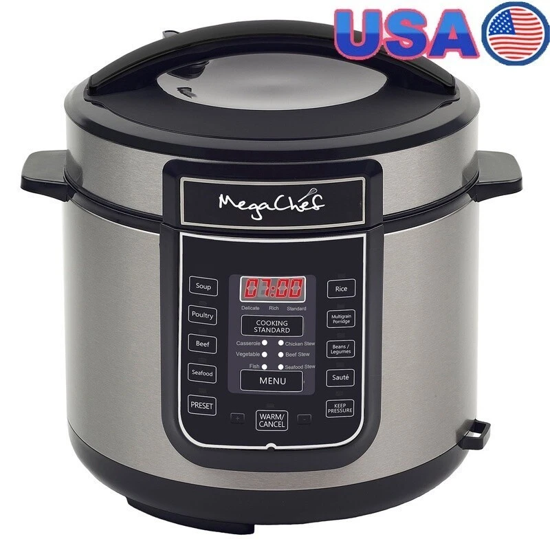 6 Quart Digital Pressure Cooker 14 Pre-Set Functions High Low Pressure Cooking