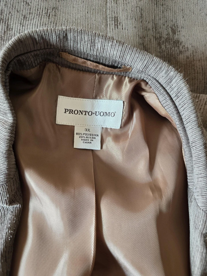 Pronto Uomo Corduroy Blazer Mens 3XL Brown Two Button Patch Pockets Jacket - Image 4 of 4