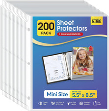 Sheet Protectors 5.5 x 8.5 for Mini Binder 200 Pack, Heavyweight Clear Half Le