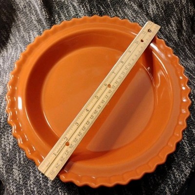 CHANTAL 9'' Ceramic Pie Dish, Terracott-y Color, Crimped Edge, Gently Pre-owned!