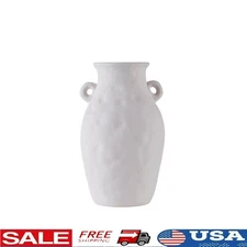 Stylish Textured Ceramic Vase W/ Handles 9in Home Decoration Centerpiece New