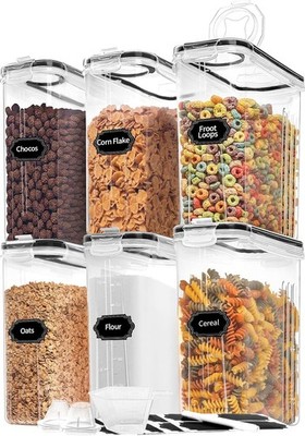 Airtight Cereal Container Set 6 Stück Mit Maßstab Für Küche Und Vorratsraum