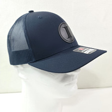 Richardson Original 112 Trucker Hat Snapback Dark Blue Mesh Black Front Logo NEW