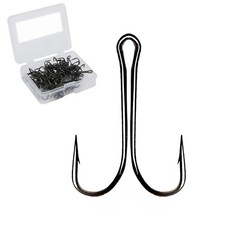 50pcs/box High Carbon Steel 5 Size Treble Fishing Hooks Barbed Fishhooks Super S