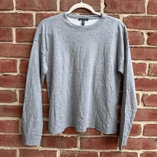 EILEEN FISHER $178 Double Layer Organic Cotton Crew Neck Top  XS