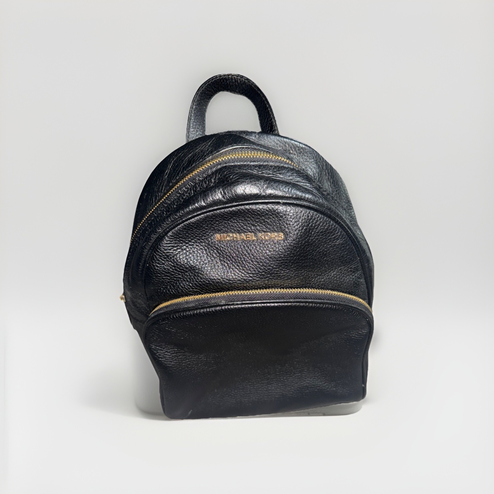 Michael Kors Medium Abbey Backpack Bag Pebbled Black Leather Excellent for Fall