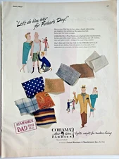 Cohama Mens Wear Fabrics 1947 Vintage Print Ad 13"x10" Father's Day Ad