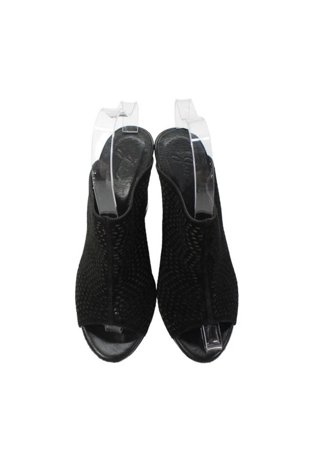 Joie Womens Perforated Suede Slide On Wedge Sandals Black Size 37.5 7.5 - Image 2 of 4