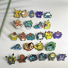 25Pcs Pokemon Metal Badge Brooch Pins Set Pikachu Charmander Kawaii Gift