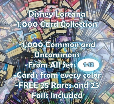 Disney Lorcana TCG Bulk Lot 1000 Cards All Sets Chapter 1-12 FREE Rares & Foils