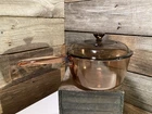 Vintage Corning Visions Amber Pyrex Glass Saucepan 1.5 L with Nesting Lid