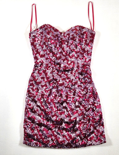 ARIADNE Women's Fuchsia & Silver Pattern Strapless Sequin Dress - 8