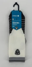 Stance Socks Mens Large 9-12 Brooklyn Nets Gray White NBA Official 559 Logo Y2K