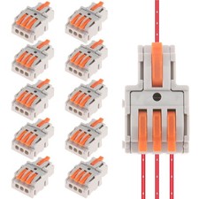 10pcs Lever Wire Connectors 1 in 3 Out Circuit Inline Splices Electrical Wire...