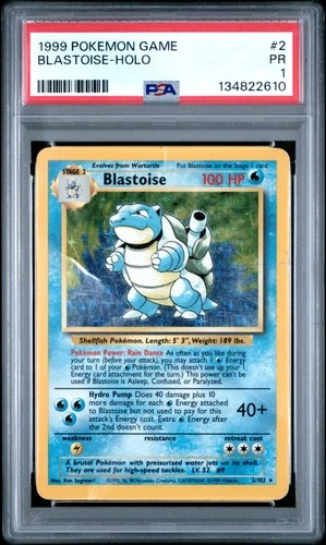 1999 POKEMON BASE SET UNLIMITED #2 BLASTOISE-HOLO PSA 1