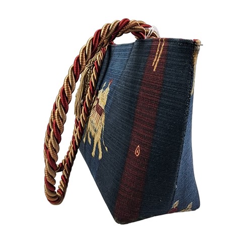 New Vintage Sana Tapestry Tote Bag India Elephant Beaded Tassel Made in USA - Bild 5 von 7