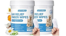 2X Latavola Ear Relief Finger Wipes For Dogs Cats - 60CT