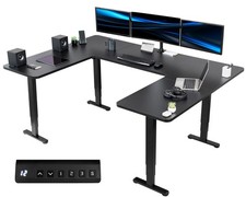 VIVO Black U-Shaped 83" x 60" Height Adjustable 4-Leg Electric Standing Desk