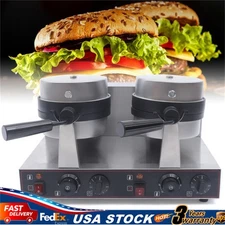 Commercial Dual Panini Press Sandwich Maker Grill Electric Burger Toaster 2.4KW