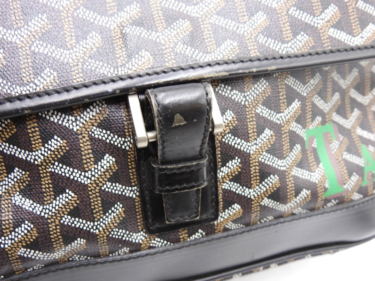 Auth GOYARD Goyardine Grand Bleu MM Shoulder Bag PVC Canvas