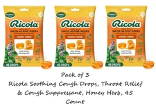 (3 PACK) Ricola Soothing Cough Drops, Throat Relief & Cough, Honey Herb, 45 Ct.