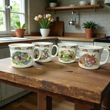 Bunnykins Cups Mugs Made In England Dolls Camping Spring Cleaning Set Of 4