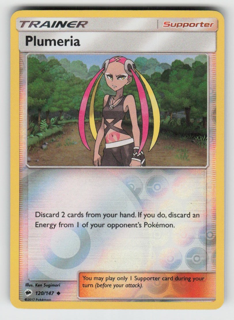 Reverse Holo Plumeria 120/147 Uncommon Burning Shadows Near Mint