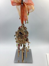 Kirks Folly Goldtone Castle Windchime AUTUMN Crystal Enamel Pumpkins Fairies