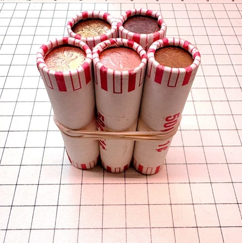 ?? CANADA 1 CENT LOT OF FIVE (5) ??MYSTERY ROLLS?? SEALED AND UNSEARCHED !!!!