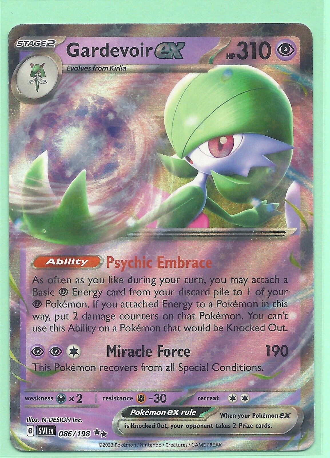 GARDEVOIR ex 086/198 SCARLET AND VIOLET POKEMON-RARE HOLO- MINT - PACK  FRESH