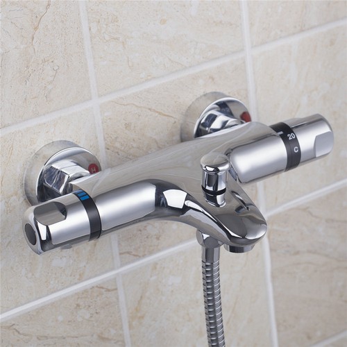 Grifos mezcladores de cabezal de ducha de valor termostato cromado para baño montaje en pared - Imagen 4 de 7