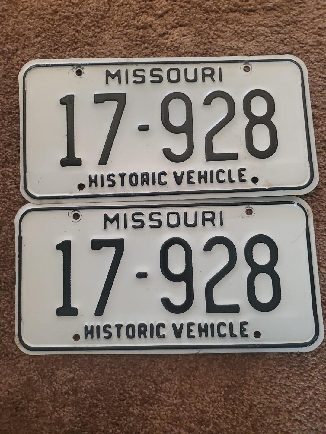 (2) MATCHING PAIR MISSOURI HISTORIC VEHICLE LICENSE PLATES eBay
