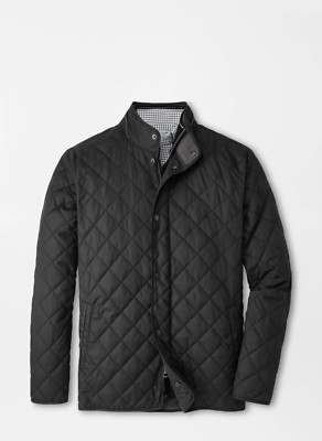 NWT Peter Millar Black Suffolk Quilted Men's Coat Jacket Size US XL $250 NEW