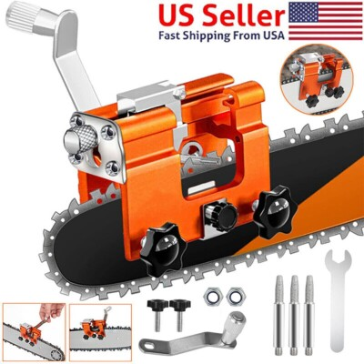 #ad Chainsaw Chain Sharpening Jig Portable Hand Crank Sharpener Tool Set US $10.95