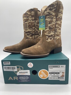 Retail Return Ariat Kid's Sport Patriot Brown Leather Western Boot 10019913 4.5Y