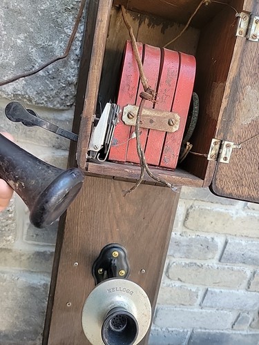 Vintage Antique KELLOGG Northern Electric c1900 Oak Crank Wall Telephone - Picture 6 of 24