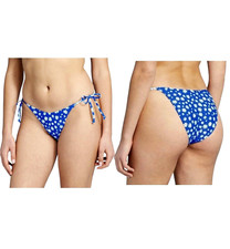 NWT Xhilaration Women High Leg Scoop Waist Bikini Bottom Blue, Flowers, XL 12-14