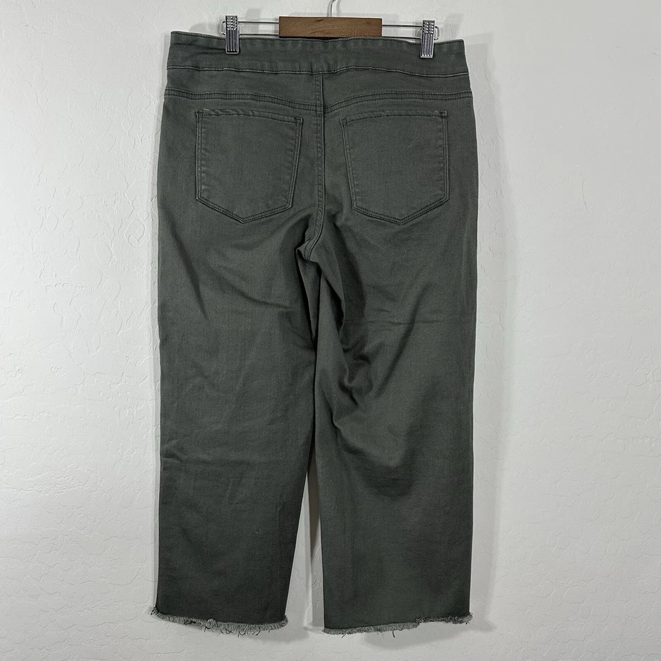 Pantalones para mujer Westbound verde oscuro dobladillo crudo recto tiro alto talla 6 Foto 2 de 4