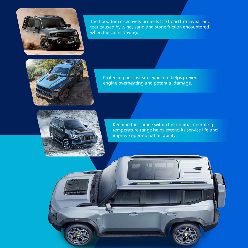 For Dodge Charger Air Flow Intake Hood Scoop Vent Bonnet Trim Cover Carbon Fiber - Image 4 of 4